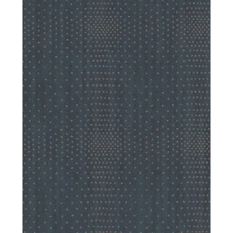 Eijffinger Topaz 394512 SPARKLE Geometrikus fémes pontokkal kialakított négyzet minta petrolkék rézszín tapéta