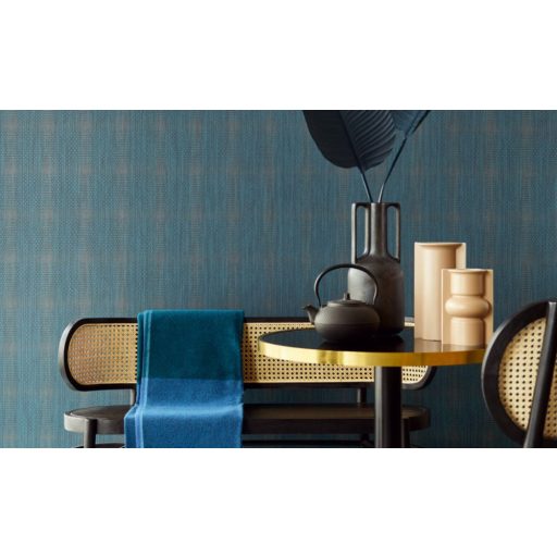 Eijffinger Topaz 394512 SPARKLE Geometrikus fémes pontokkal kialakított négyzet minta petrolkék rézszín tapéta