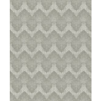   Eijffinger Topaz 394522 WAVE Grafikus Chevron /cikk-cakk/ minta fehér ezüstszürke szürkésbézs fémes hatás tapéta