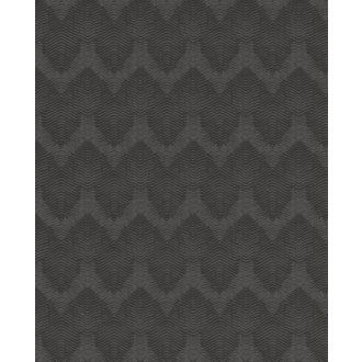   Eijffinger Topaz 394523 WAVE Grafikus Chevron /cikk-cakk/ minta fekete grafitszürke fémes hatás tapéta