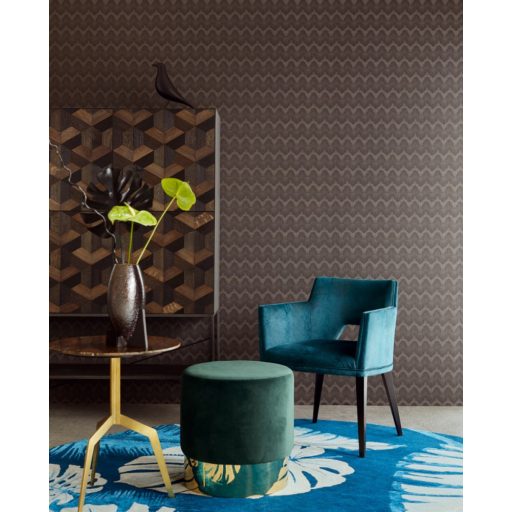 Eijffinger Topaz 394524 WAVE Grafikus Chevron /cikk-cakk/ minta szürkésbézs barna szürkésbarna fémes hatás tapéta