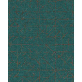   Eijffinger Topaz 394536 GRAPHIC Absztrakt grafikus sötét smaragdzöld csillogó bézsarany fémes hatás tapéta