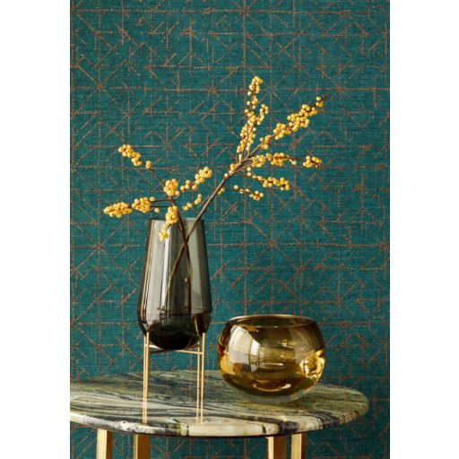 Eijffinger Topaz 394536 GRAPHIC Absztrakt grafikus sötét smaragdzöld csillogó bézsarany fémes hatás tapéta