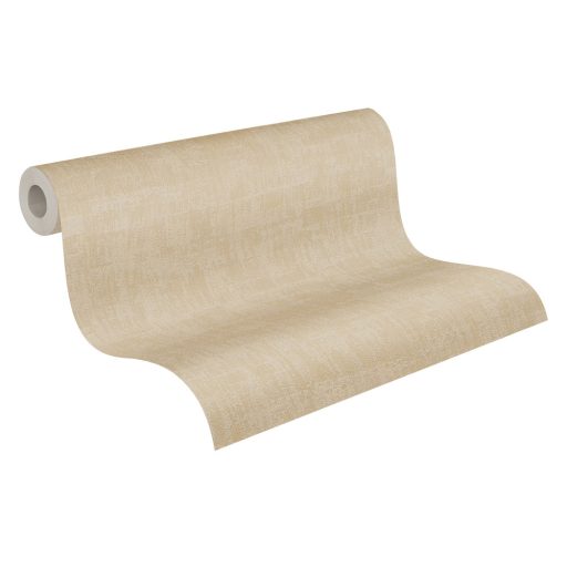 Strukturált fémes hatású beton/vakolatminta bézs krém és arany/bézsarany tónus tapéta