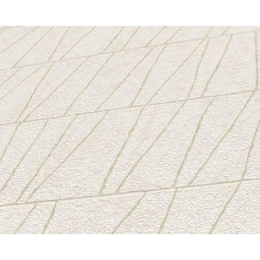 Fémes vonalakkal kialakított grafikus mozaikminta krém és gyöngyház tónus fémes hatás tapéta