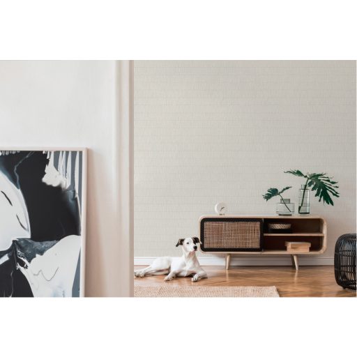 Fémes vonalakkal kialakított grafikus mozaikminta krém és gyöngyház tónus fémes hatás tapéta