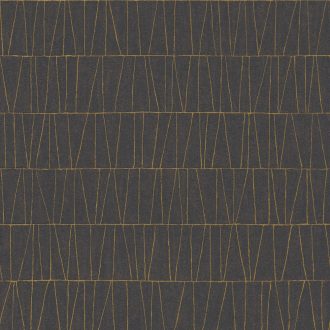   Fémes vonalakkal kialakított grafikus mozaikminta antracit/fekete és arany tónus fémes hatás tapéta