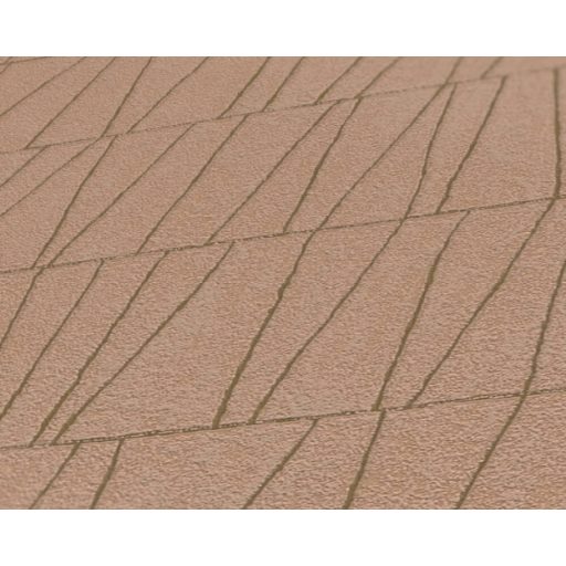 Fémes vonalakkal kialakított grafikus mozaikminta antik rózsaszín és rézszín tónus fémes hatás tapéta