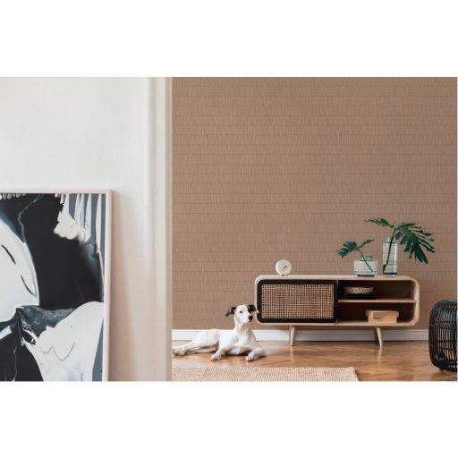 Fémes vonalakkal kialakított grafikus mozaikminta antik rózsaszín és rézszín tónus fémes hatás tapéta