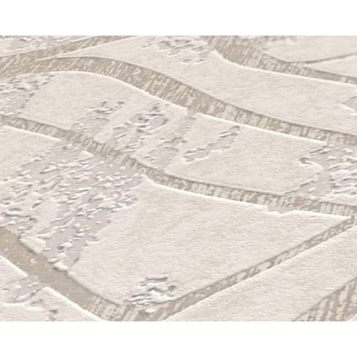 Top design! Absztrakt és egzotikus fémes 3D hullámminta beton háttéren krémszín és gyöngyház tónus fémes hatás