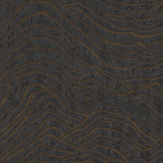   Top design! Absztrakt és egzotikus fémes 3D hullámminta beton háttéren sötétszürke/antracit fekete és arany tónus fémes hatás