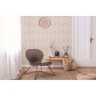 Oválisok és az ezeket összekötő elemek /gerendák/ izgalmas retro mintája krém puder és antik rózsaszín tónus tapéta