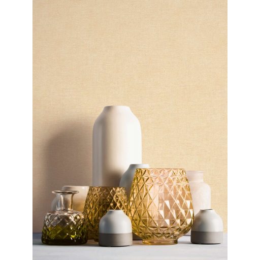 Finom vászonhatású texturált UNI minta függőleges vonalakkal bézs/szürkésbézs/sárgásbézs tónus tapéta