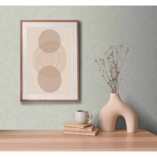 Finom textúrájú vászonhatású egyszínű minta szürkészöld tónus tapéta