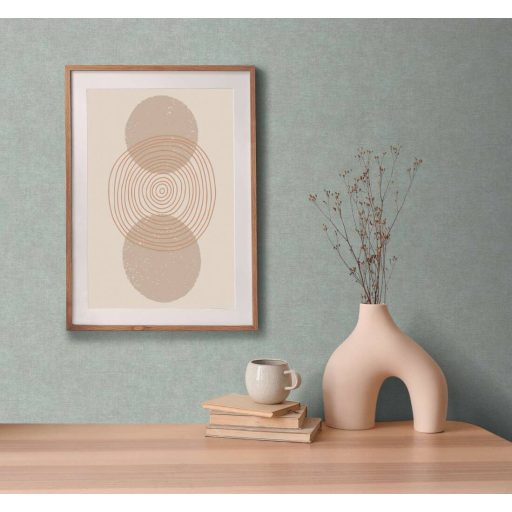 Finom textúrájú vászonhatású egyszínű minta zöld/kékeszöld tónus tapéta