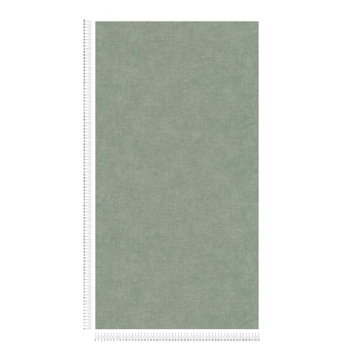 Finom vászonhatású texturált UNI minta függőleges vonalakkal nyugtató zöld tónus tapéta