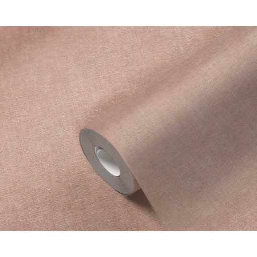 Finom textúrájú vászonhatású egyszínű minta rózsaszínes barna tónus tapéta