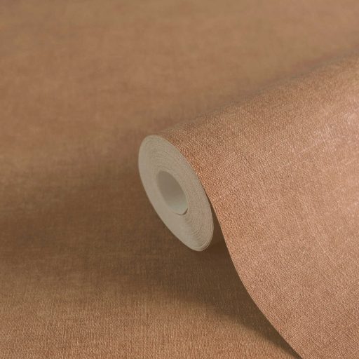 Finom vászonhatású texturált UNI minta függőleges vonalakkal kávébarnás-terrakotta tónus tapéta