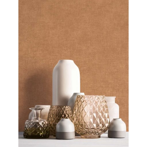 Finom vászonhatású texturált UNI minta függőleges vonalakkal kávébarnás-terrakotta tónus tapéta