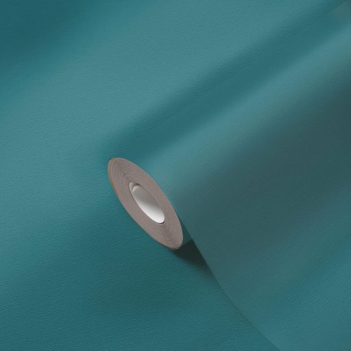 Enyhén strukturált egyszínű minta finom csillogással kék/petrolkék tónus tapéta