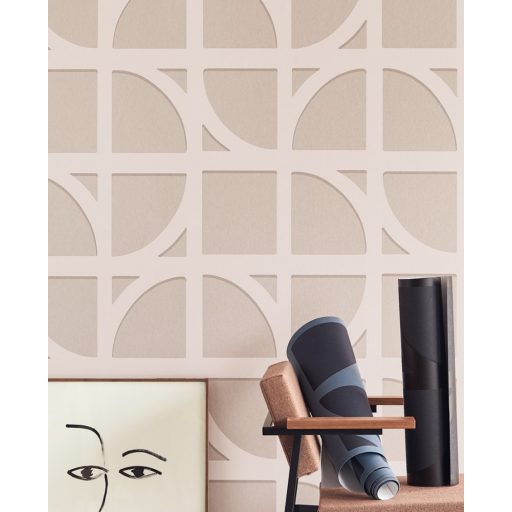 Eijffinger BOLD 395803 SHAPES Vintage retro Art Deco krémfehér pasztel rózsaszín szürke szürkésbézs tapéta