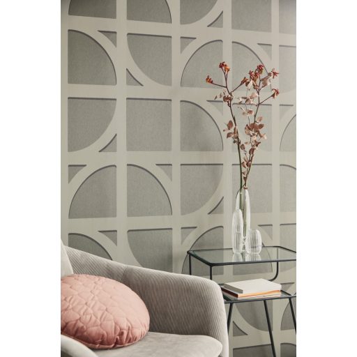 Eijffinger BOLD 395804 SHAPES Vintage retro Art Deco krémfehér világos szürke sötétszürke szürkésbarna ezüst tapéta