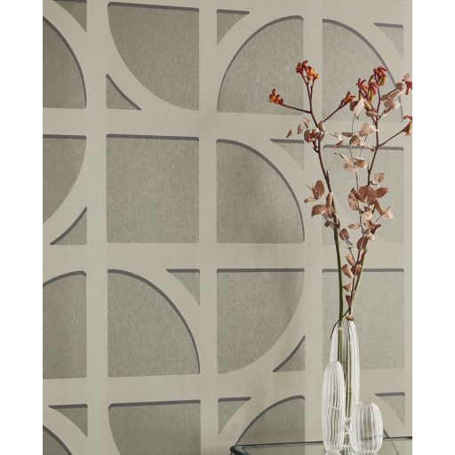 Eijffinger BOLD 395804 SHAPES Vintage retro Art Deco krémfehér világos szürke sötétszürke szürkésbarna ezüst tapéta