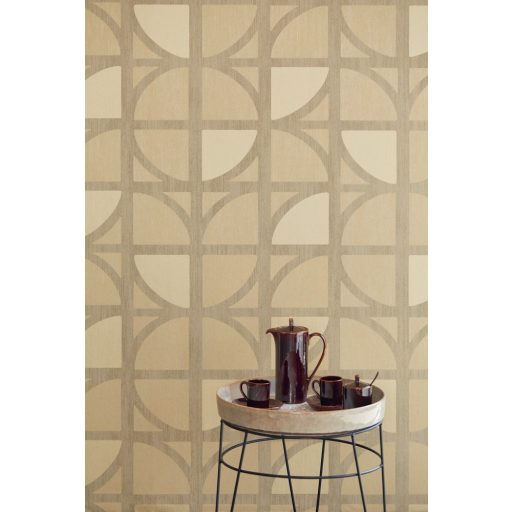 Eijffinger BOLD 395811 TULIP Vintage retro Art Deco díszítőminta okkersárga barna szürkésbarna arany tapéta