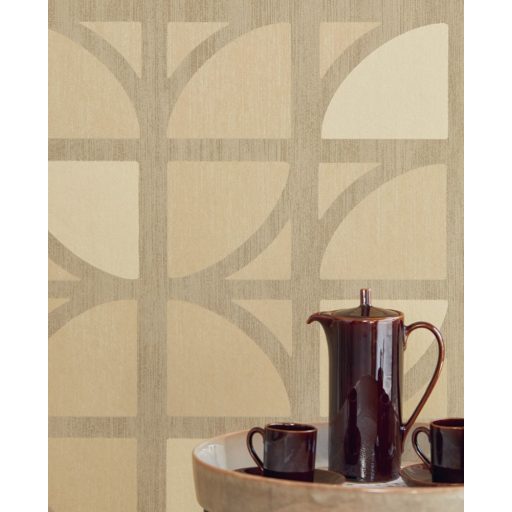 Eijffinger BOLD 395811 TULIP Vintage retro Art Deco díszítőminta okkersárga barna szürkésbarna arany tapéta