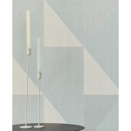 Eijffinger BOLD 395822 DIAMOND Industrial Chic túlméretes háromszögek rombuszba rendezve krémszürke zöld szürke ezüst tapéta