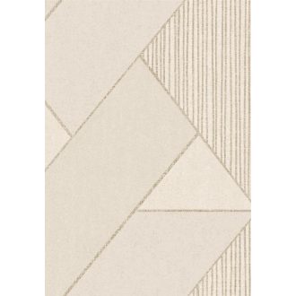   Eijffinger BOLD 395830 ART DECO Téglalapok és csíkok játéka széles cikk-cakk minta krémfehér szürkésbézs arany tapéta