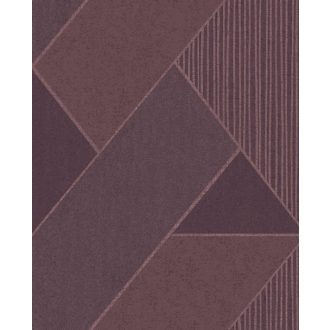   Eijffinger BOLD 395833 ART DECO Téglalapok és csíkok játéka széles cikk-cakk minta lila bíborlila rézszín tapéta