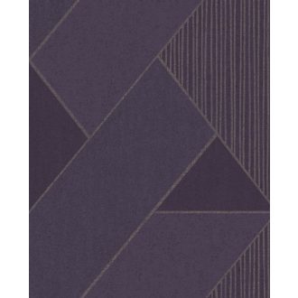   Eijffinger BOLD 395834 ART DECO Téglalapok és csíkok játéka széles cikk-cakk minta kék lila liláskék arany tapéta