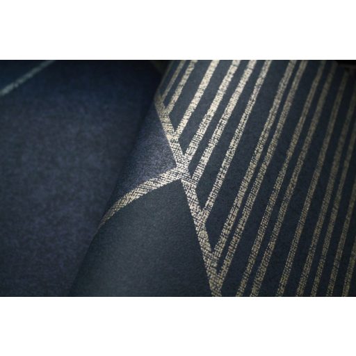 Eijffinger BOLD 395834 ART DECO Téglalapok és csíkok játéka széles cikk-cakk minta kék lila liláskék arany tapéta