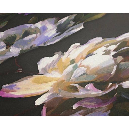 Álomszép nagyméretű akvarell virág (rózsa) motívum fekete zöld fehér és lila tónus tapéta