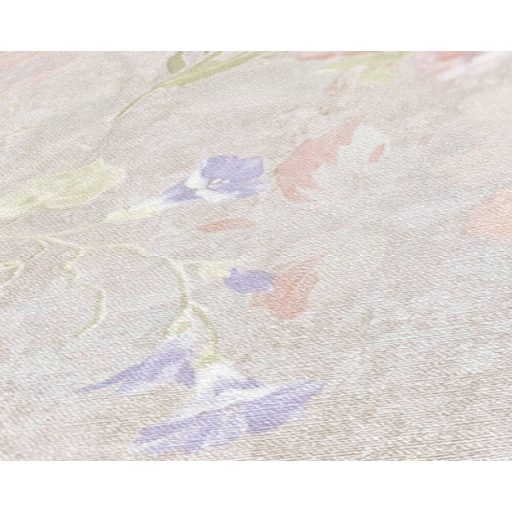 A festő ecsetje már pihen - Művészi Vintage virágábrázolás szürke liláskék zöld rózsaszín és fehér tónus tapéta