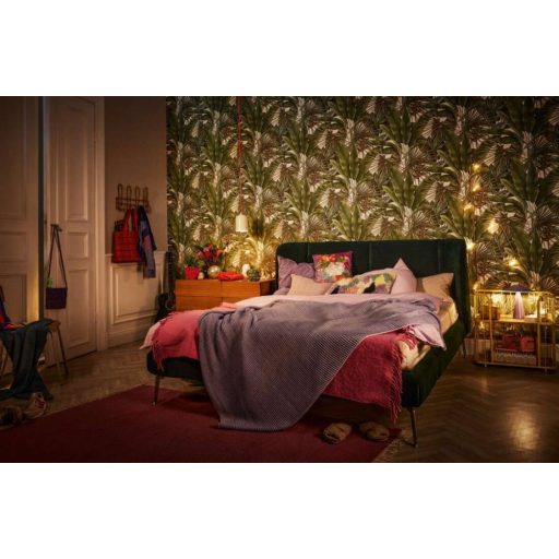 Trópusi pálmalevél a dzsungel legszebb lapjaiból textil (szatén) háttéren fehér zöld és barna/zöldesbarna tónus tapéta