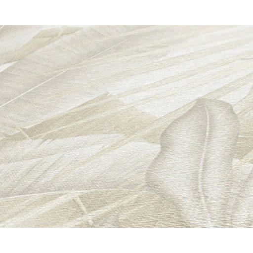 Trópusi pálmalevél a dzsungel legszebb lapjaiból textil (szatén) háttéren bézs szürkésbézs és krémfehér tónus tapéta