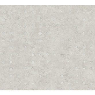   Beton háttéren finom körökkel kialakított 3D grafikus minta bézs szürkésbézs és fémes ezüst tónus tapéta