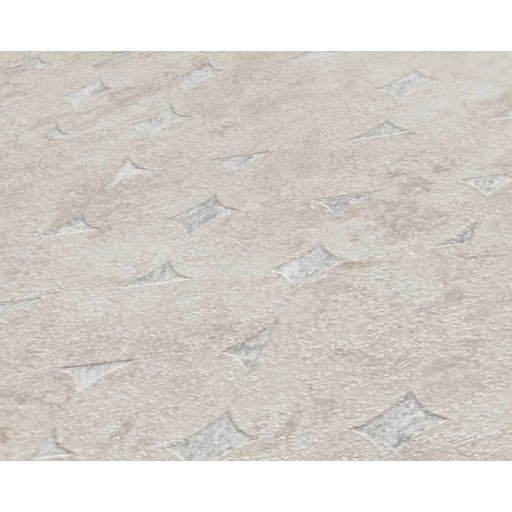 Beton háttéren finom körökkel kialakított 3D grafikus minta bézs szürkésbézs és fémes ezüst tónus tapéta