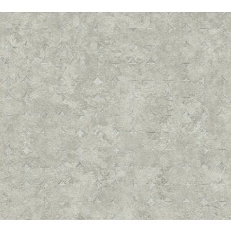   Beton háttéren finom körökkel kialakított 3D grafikus minta bézs zöld/szürkészöld és fémes ezüst tónus tapéta