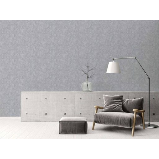 Beton háttéren finom körökkel kialakított 3D grafikus minta szürke és fémes ezüst tónus tapéta