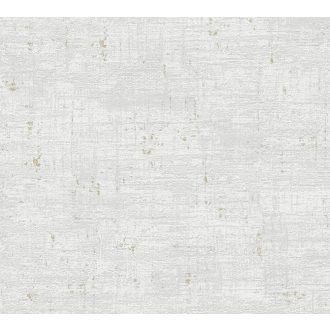   A Shabby Chic sztárja! Koptatott természetes betonhatású minta fémes elemekkel szürke törtfehér és fémes arany tónus tapéta