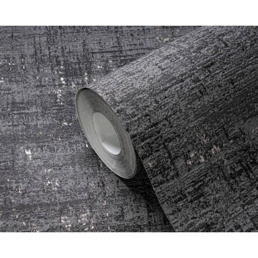 A Shabby Chic sztárja! Koptatott természetes betonhatású minta fémes elemekkel sötétszürke antracit és fémes arany tónus tapéta