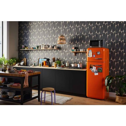 Absztrakt banánlevél mintázat sorokba rendezve 3D texturált felülettel bézs/szürkésbézs és sötétszürke/antracit tónus tapéta