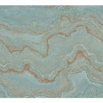   Modern rétegződött lerakódású márvány mintázat fémes elemekkel zöld kék türkiz fémes arany és bronz tónus tapéta