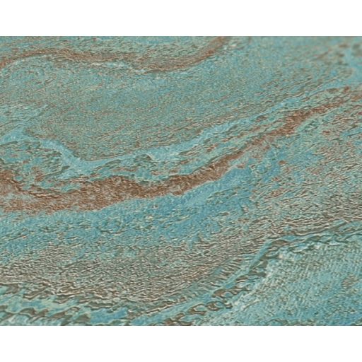 Modern rétegződött lerakódású márvány mintázat fémes elemekkel zöld kék türkiz fémes arany és bronz tónus tapéta