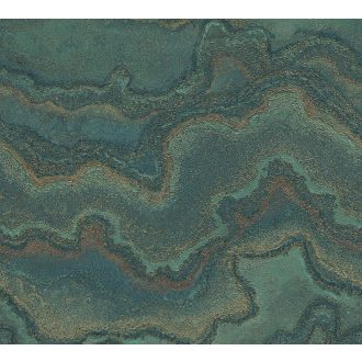   Modern rétegződött lerakódású márvány mintázat fémes elemekkel zöld zöldeskék fémes arany és bronz tónus tapéta