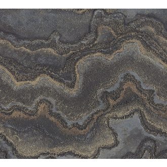   Modern rétegződött lerakódású márvány mintázat fémes elemekkel szürke barna antracit és fémes réz bronz tónus tapéta