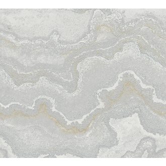   Modern rétegződött lerakódású márvány mintázat fémes elemekkel törtfehér szürke és fémes arany ezüst tónus tapéta